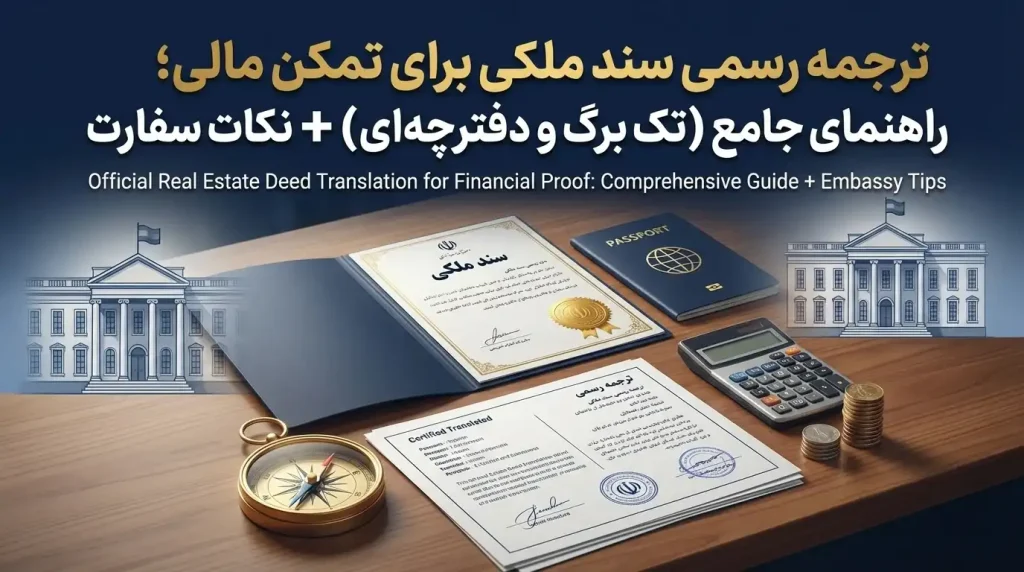 ترجمه رسمی سند ملکی برای تمکن مالی؛ راهنمای جامع (تک برگ و دفترچه‌ای) + نکات سفارت