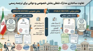 تفاوت ساختاری مدارک شغلی بخش خصوصی و دولتی برای ترجمه رسمی